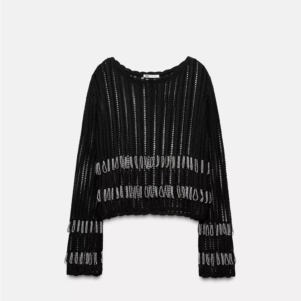 Zara Black and Gray Knit Sweater